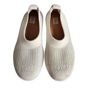 Fitflop Women's White Knit Slip On Sneakers Comfort Shoes Size US 5 UK 3